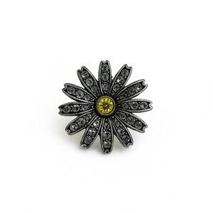 Elegant Silver and Yellow Daisy Brooch.